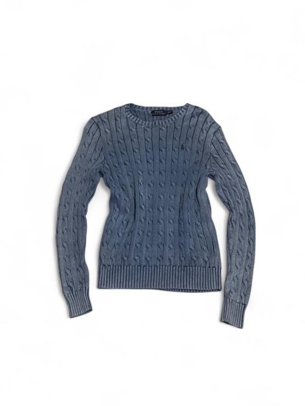 Vintage Polo Ralph Lauren Cable Knit Sweater Womens M Faded Blue